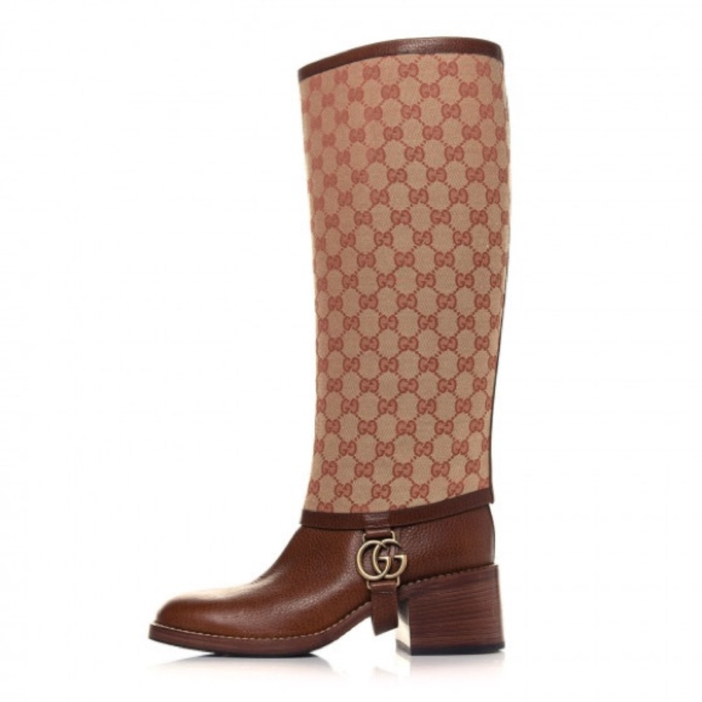 Gucci Lola GG Monogram Tall Boots Calfskin RARE 38 Size 8